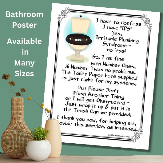 Geblokkeerd toiletbord, spoel niets anders - poster