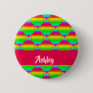 Geblokkeerde heldere regenboogvormen ronde button 5,7 cm