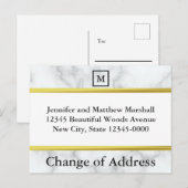 Geblokst wit marmer uitstraling verhuisbericht aankondigingskaart (Voorkant / Achterkant)