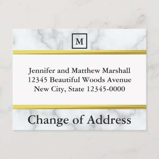 Geblokst wit marmer uitstraling verhuisbericht aankondigingskaart (Voorkant)