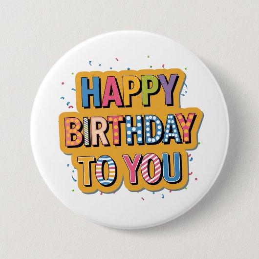 Geblokt Gefeliciteerd Ronde Button 7,6 Cm (Voorkant)