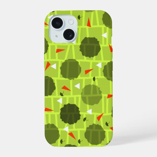 Geblokt groen iPhone 15 case (Achterkant)
