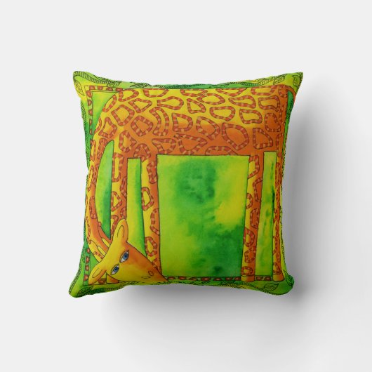 Geblokte Aquarel Giraffe Illustratie Kussen (Achterkant)