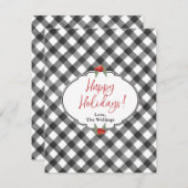 Geblokte Buffalo Plaid Zwart Wit Plat Persoonlijk Feestdagenkaart (Voorkant / Achterkant)