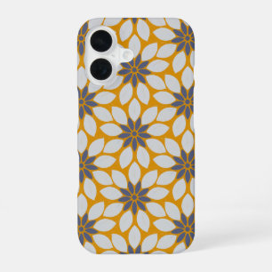 Geblokte gedrukte gebloemde bloemen zonnige gele a iPhone 16 hoesje