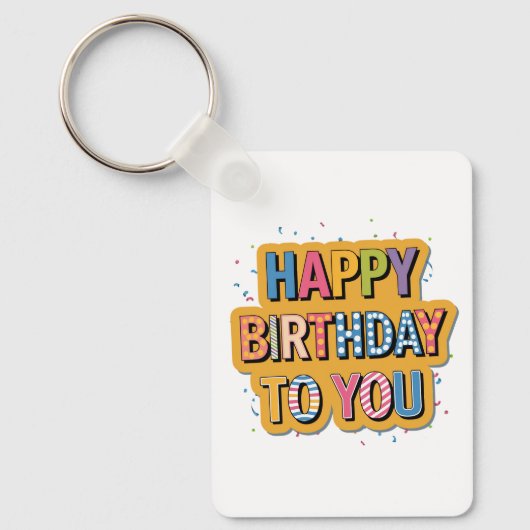 Geblokte Gefeliciteerd Verjaardag Sleutelhanger (Voorkant)