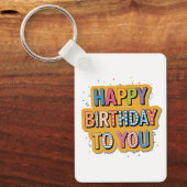 Geblokte Gefeliciteerd Verjaardag Sleutelhanger (Voorkant)