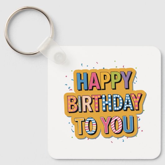 Geblokte Gefeliciteerd Verjaardag Sleutelhanger (Voorkant)