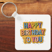 Geblokte Gefeliciteerd Verjaardag Sleutelhanger (Voorkant)