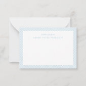 Geblokte gepersonaliseerde kinderblauw notitiekaartje (Voorkant)