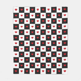 Geblokte harten fleece deken