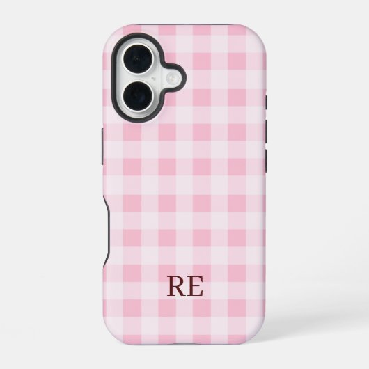 Geblokte Initialen Aangepast iPhone 16 Hoesje (Achterkant)