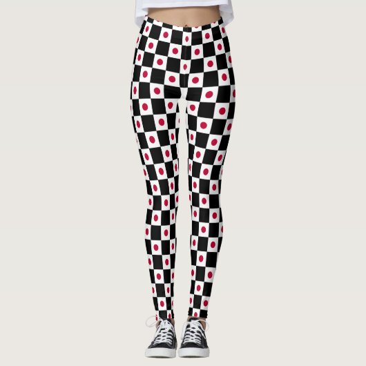 Geblokte Japanse vlag patroon Leggings (Voorkant)