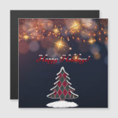 Geblokte kerstboom magnetische Kaart (Voorkant / Achterkant)