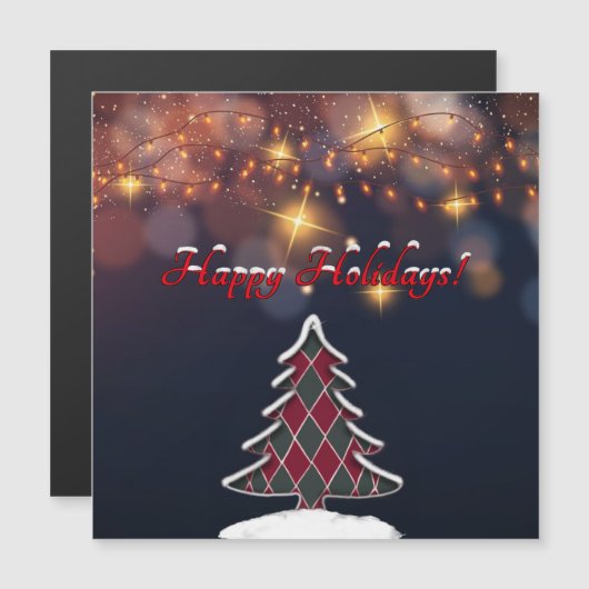 Geblokte kerstboom magnetische Kaart (Voorkant / Achterkant)