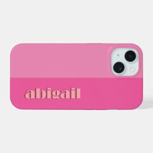 Geblokte kleuren met personalisatie iPhone 15 case (Achterkant horizontaal)