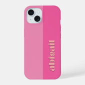 Geblokte kleuren met personalisatie iPhone 15 case (Achterkant)