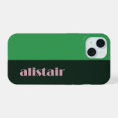 Geblokte kleuren met personalisatie iPhone 15 case (Achterkant horizontaal)