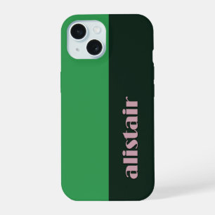 Geblokte kleuren met personalisatie iPhone 15 case
