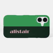Geblokte kleuren met personalisatie iPhone 16 hoesje (Achterkant horizontaal)