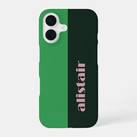 Geblokte kleuren met personalisatie iPhone 16 hoesje (Achterkant)