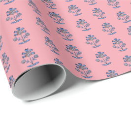 Geblokte Lotusbloem Cadeaupapier