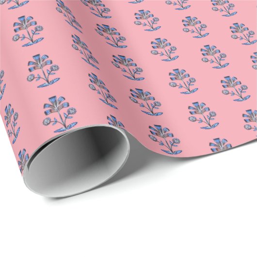 Geblokte Lotusbloem  Cadeaupapier (Rol Hoek)