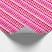 Geblokte strepen, fuchsia, maroon en roze cadeaupapier (Hoek)