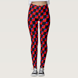 Geblokte Taiwan vlag patroon Leggings
