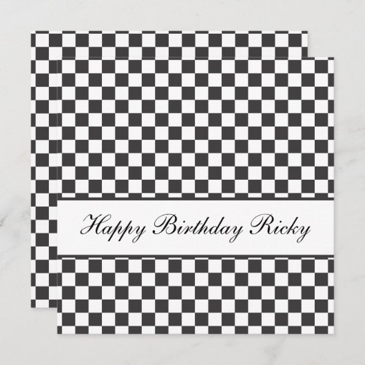 Geblokte verjaardagsuitnodiging kaart (Voorkant / Achterkant)