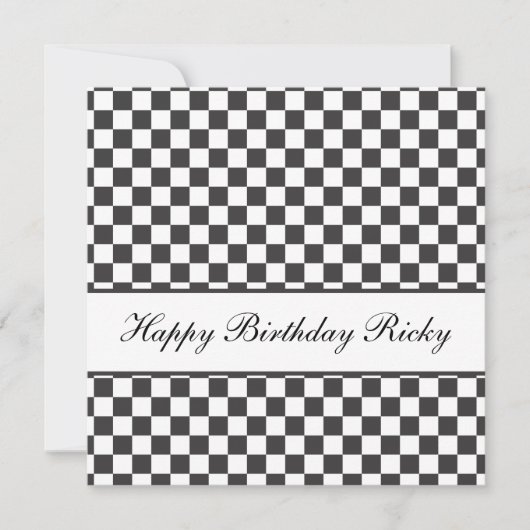 Geblokte verjaardagsuitnodiging kaart (Voorkant)