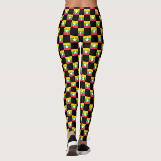 Geblokte vlag van Myanmar Leggings (Achterkant)