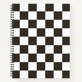 Geblokte Vlag (Zwart en Wit) (Schaakbordpatroon) Notitieboek