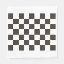 Geblokte Vlag (Zwart en Wit) (Schaakbordpatroon) Servet