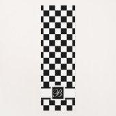 Geblokte yogamat in zwart en wit met monogram (Voorkant)