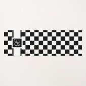 Geblokte yogamat in zwart en wit met monogram (Voorkant (horizontaal))