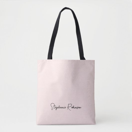 Geblushte stijlvolle script monogram naam geperson tote bag (Voorkant)