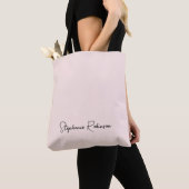 Geblushte stijlvolle script monogram naam geperson tote bag (Dichtbij)