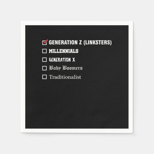 Gebnration Z Millenials Generation X Boomer Gift Servet (Voorkant)