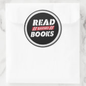 Geboden boeken lezen ronde sticker (Tas)