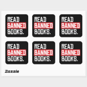 Geboden boeken lezen vierkante sticker (Vel)