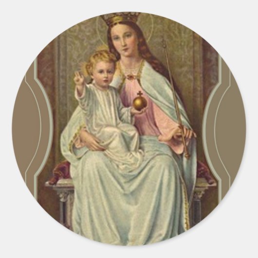 Geboden koningin van de hemel Jezus die Wereldbol  Ronde Sticker (Voorkant)