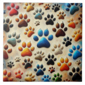 Geboeid door hondenpootafdruk met passie tegeltje (Voorkant)