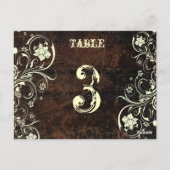 Geboeide leren tafel nummer Kaart (Crème, plat) (Achterkant)