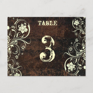 Geboeide leren tafel nummer Kaart (Crème, plat)