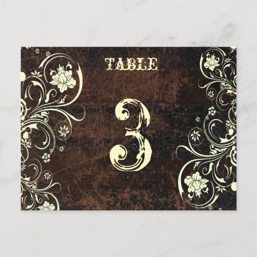 Geboeide leren tafel nummer Kaart (Crème, plat) (Voorkant)