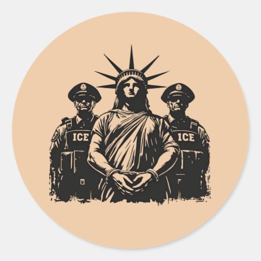 Geboeide Vrijheidsbeeld - Afschaffing ICE Ronde Sticker (Voorkant)