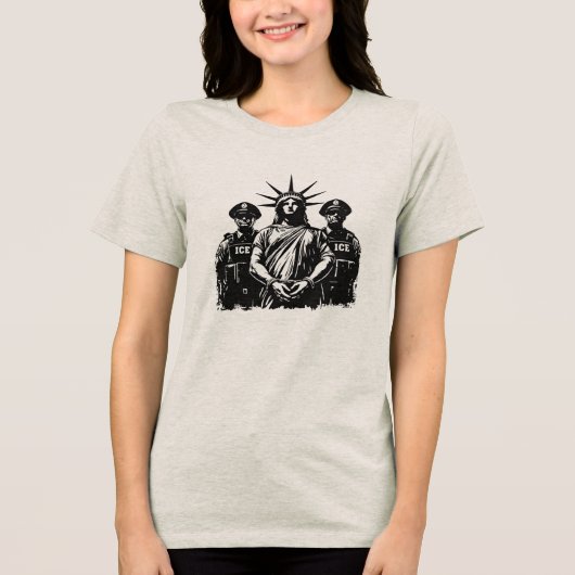 Geboeide Vrijheidsbeeld - Afschaffing ICE Tri-Blend Shirt (Voorkant)