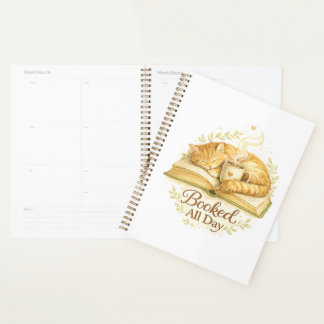 Geboekt voor de hele dag | Cozy Cat Reading notebo Planner