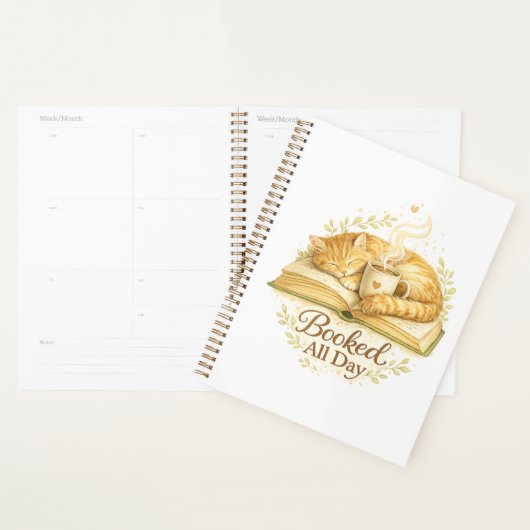 Geboekt voor de hele dag | Cozy Cat Reading notebo Planner (Display)